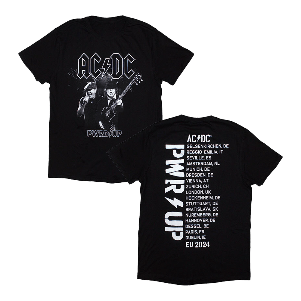 ACDC Merch Angus And Bryan Pwr Up Tour T-Shirt Cool Gifts For Music Lovers-1