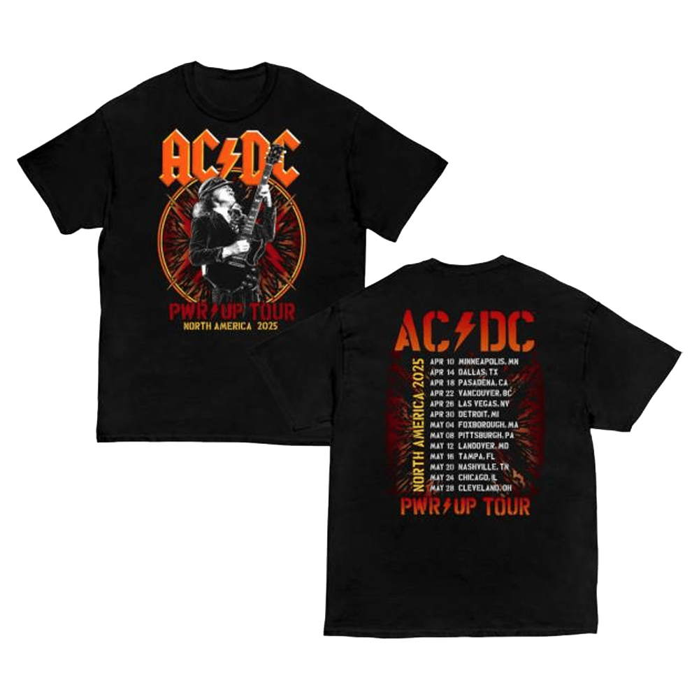 ACDC Merch Angus Bolts Pwr Up Tour T-Shirt Birthday Gifts For Music Lovers-1