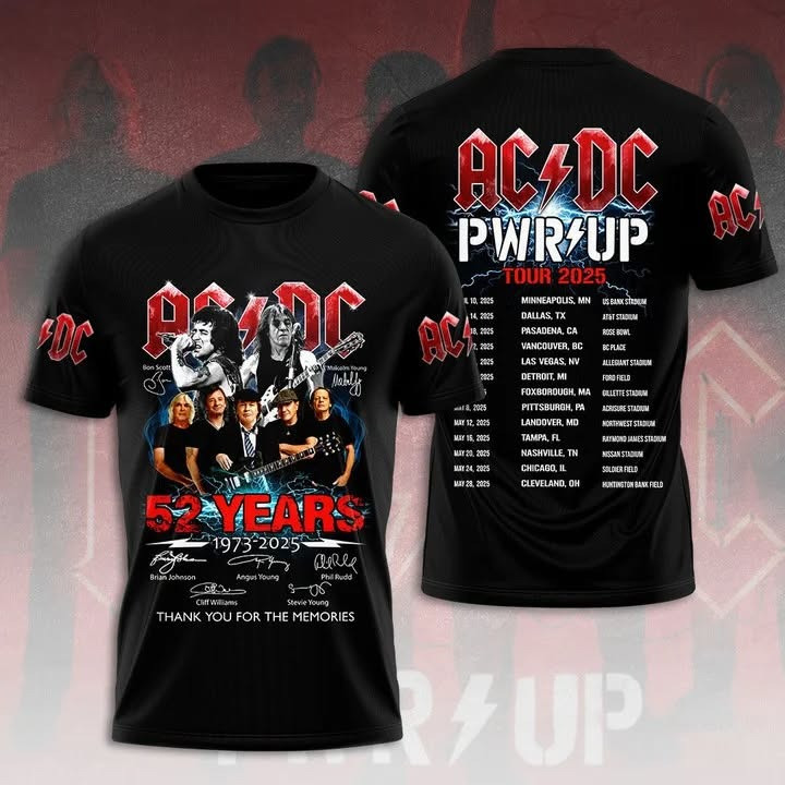 ACDC PWR UP Tour 2025 Shirt 52 Years Thank You For The Memories ACDC Merch-1