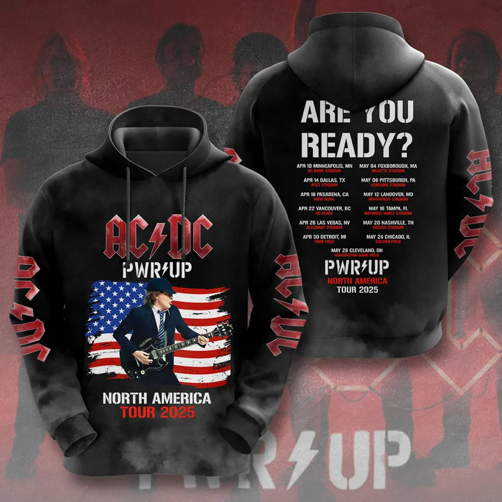 ACDC Pwr Up Tour 2025 Hoodie Father'S Day Gifts For Music Lovers-1