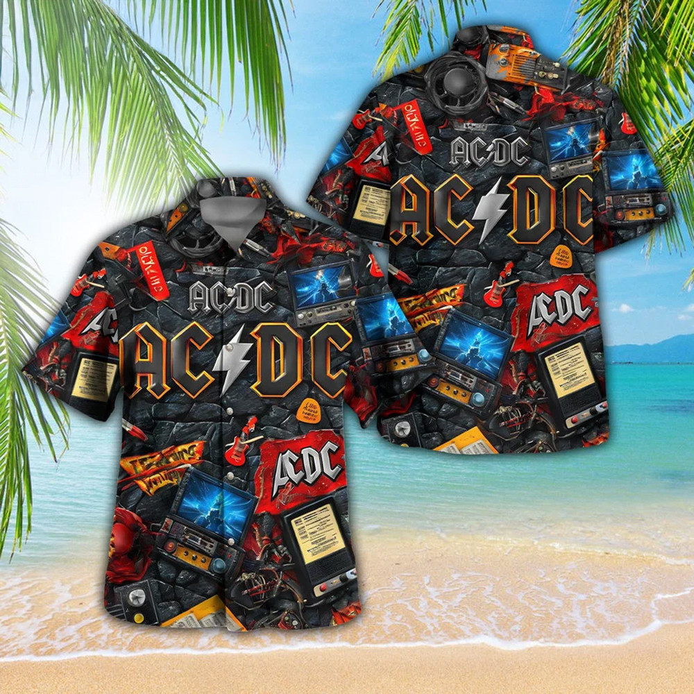 ACDC Pwr Up Tour 2025 Retro Hawaiian Shirt Gifts For Someone Who Likes Music-1