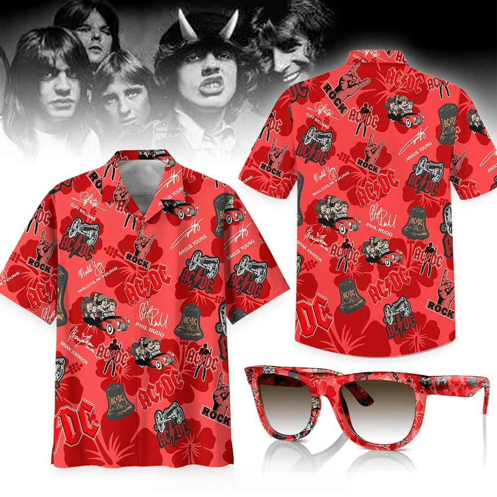 ACDC Rocker Hawaiian Shirt ACDC Merch Father's Day Gifts-1 ACDC Rocker Hawaiian Shirt ACDC Merch Father's Day Gifts-1