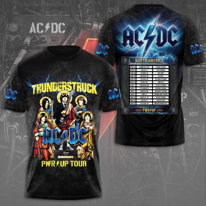 ACDC Thunderstruck PWR Up Tour 2025 T-Shirt Stepdad Gifts For Father's Day-1 ACDC Thunderstruck PWR Up Tour 2025 T-Shirt Stepdad Gifts For Father's Day-1