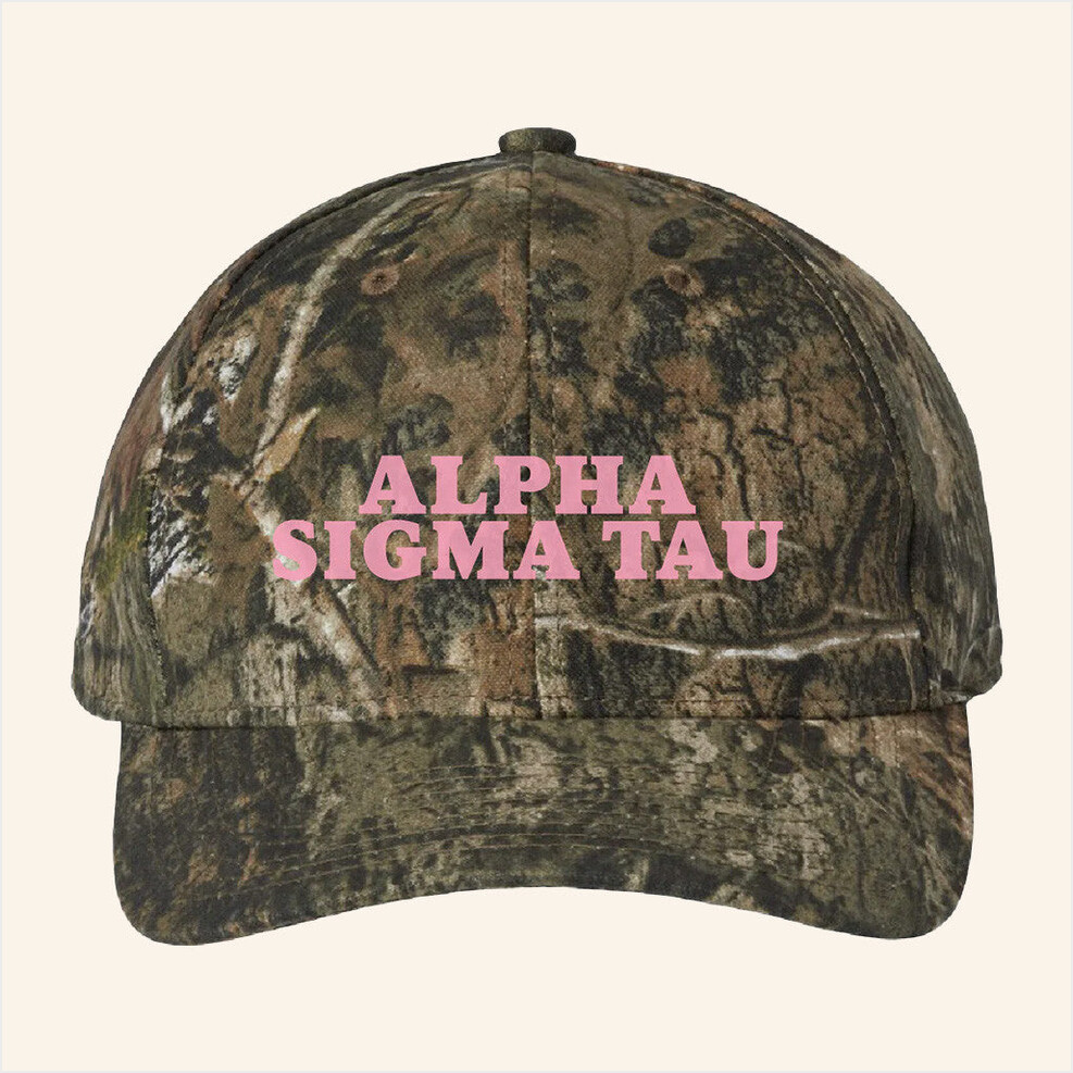 ADPI Merch Alpha Sigma Tau Pink Embroidered Camo Hat Birthday Ideas For Wife Gifts For Friends-1