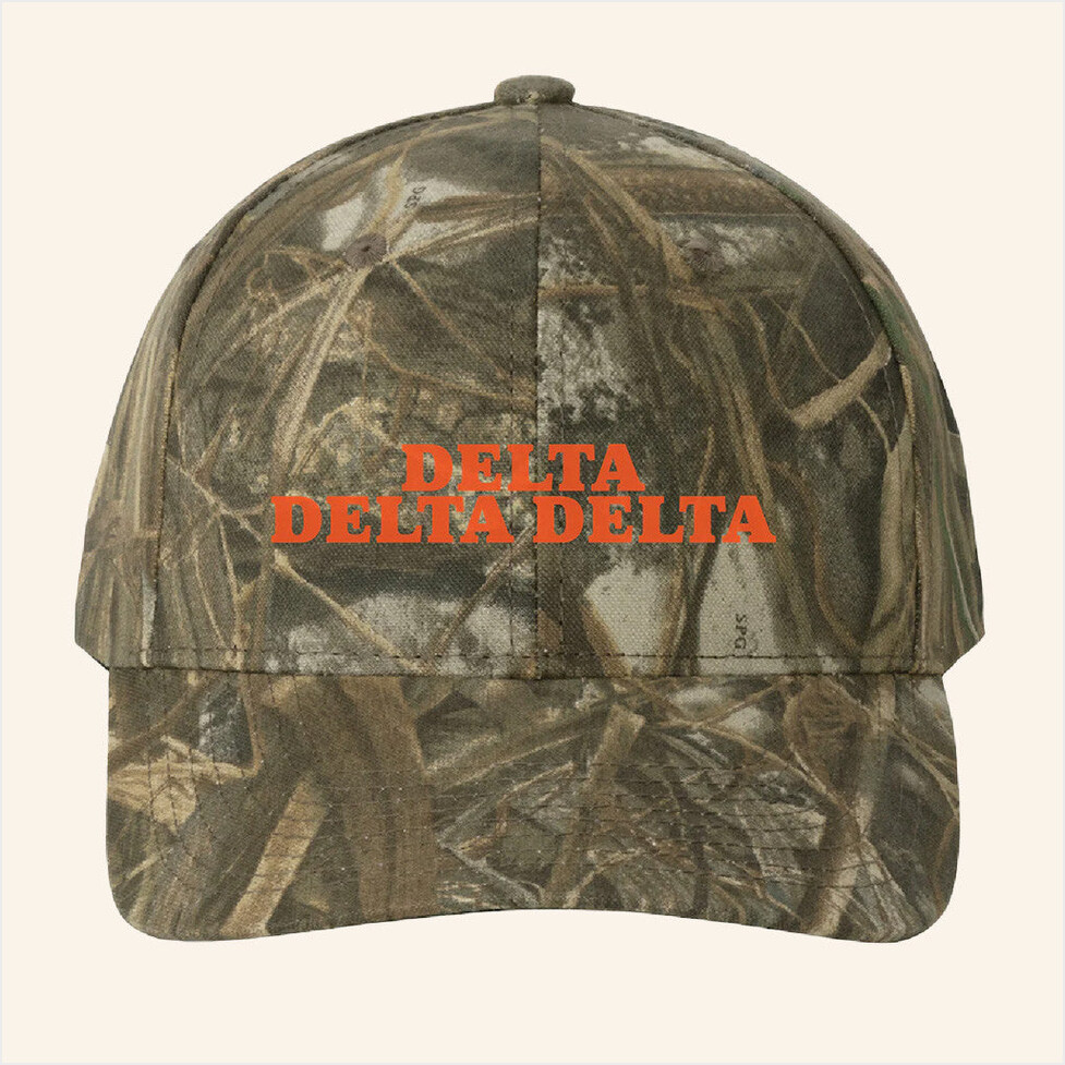 ADPI Merch Delta Delta Delta Orange Embroidered Camo Hat Gift Ideas For Boyfriend Gifts For BFF-1 ADPI Merch Delta Delta Delta Orange Embroidered Camo Hat Gift Ideas For Boyfriend Gifts For BFF-1