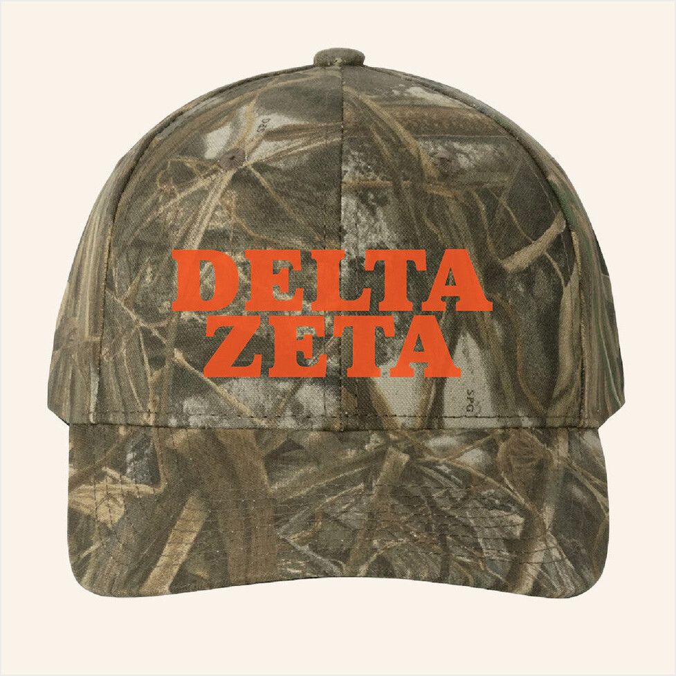 ADPI Merch Delta Zeta Orange Embroidered Camo Hat Birthday Gift Ideas For Him Gifts For Besties-1