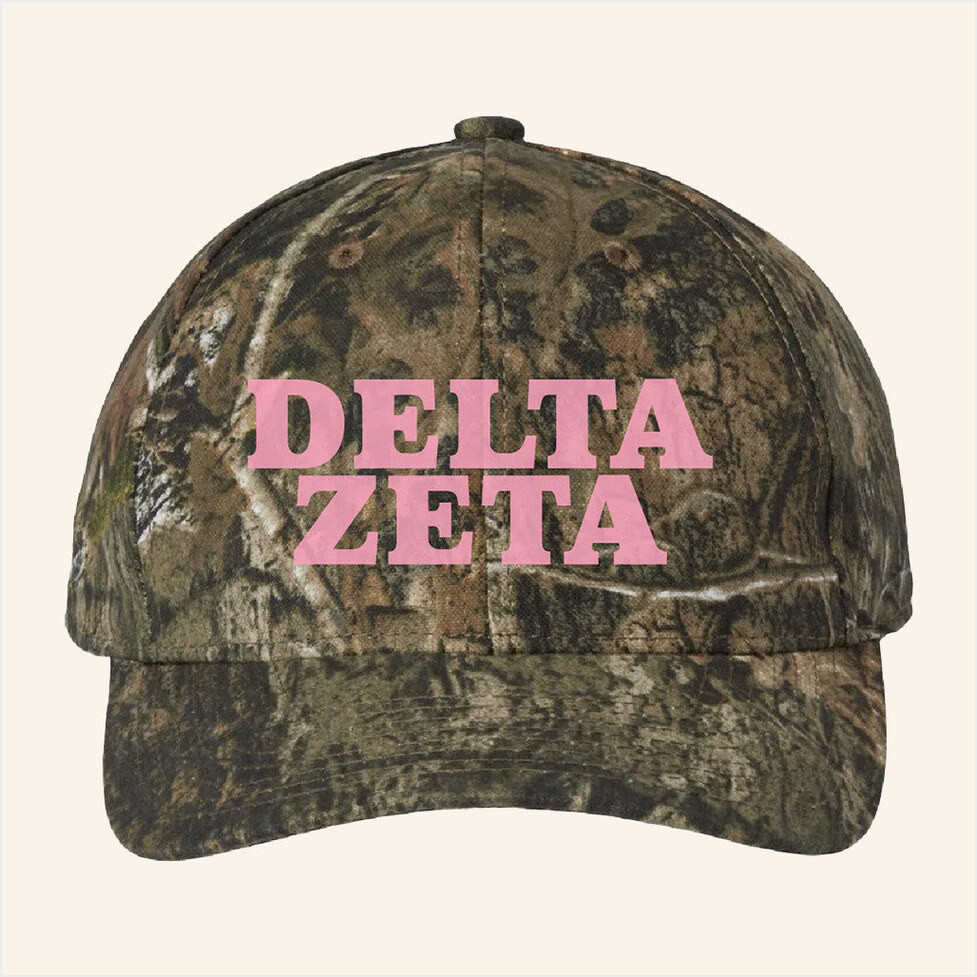 ADPI Merch Delta Zeta Pink Embroidered Camo Hat Unique Birthday Gift For Wife Gifts For Friends-1