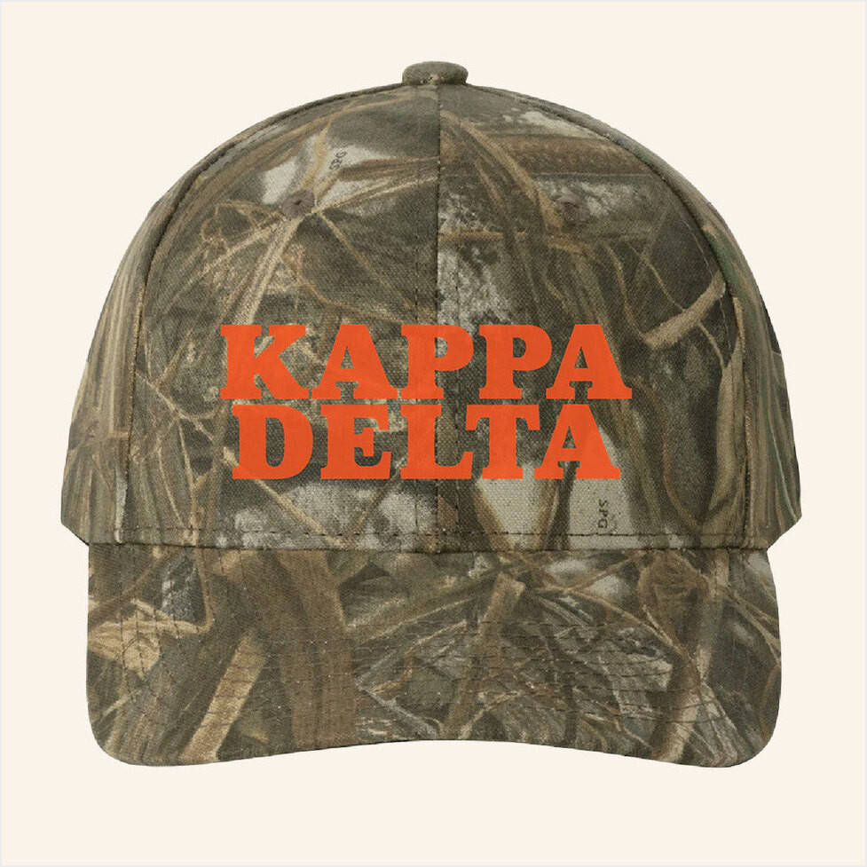 ADPI Merch Kappa Delta Orange Embroidered Camo Hat Birthday Gifts For Boyfriend Gifts For Fans-1