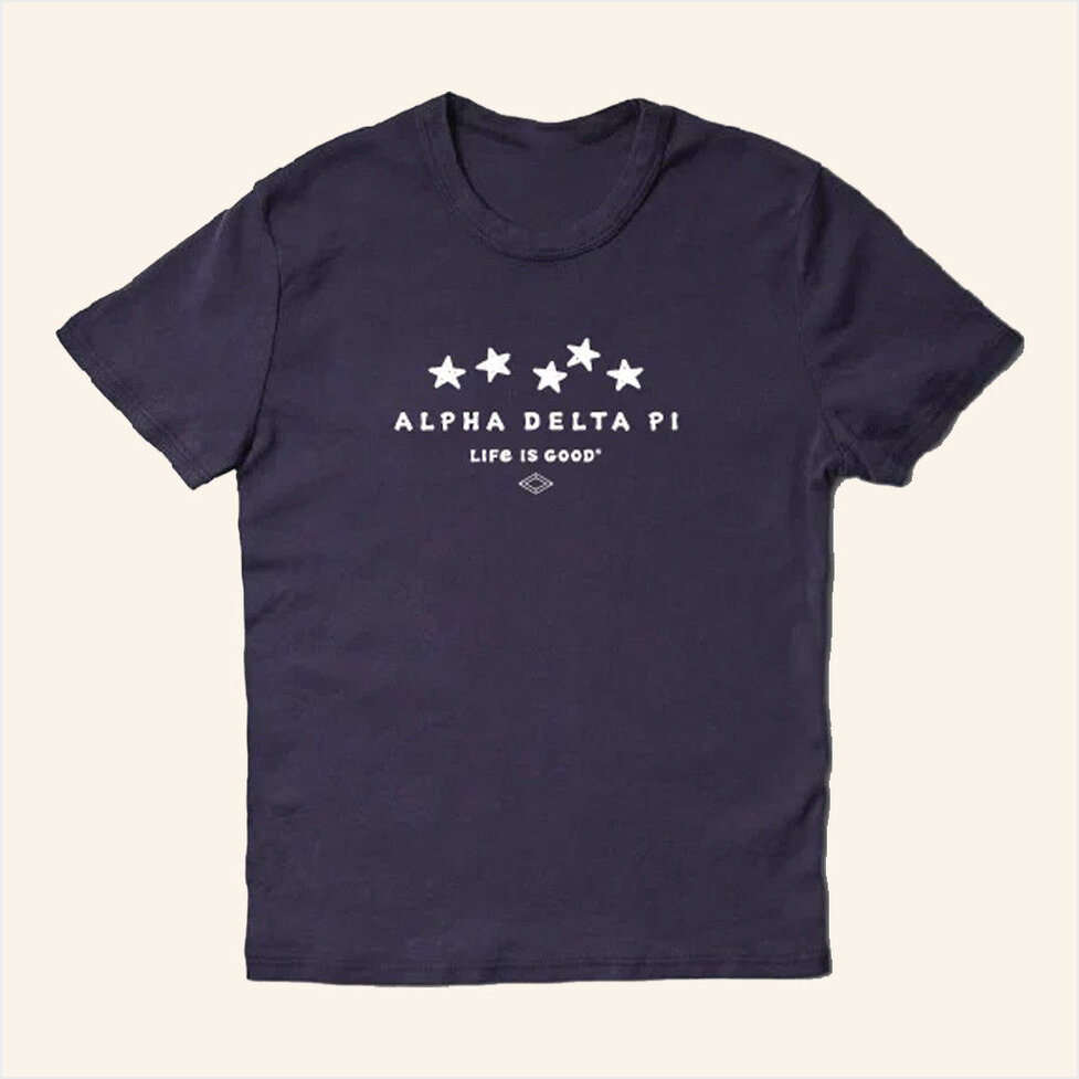 ADPI Merch LIFE IS GOOD Star Alpha Delta Pi T-Shirt Birthday Gifts For Mom Gifts For Fans-1