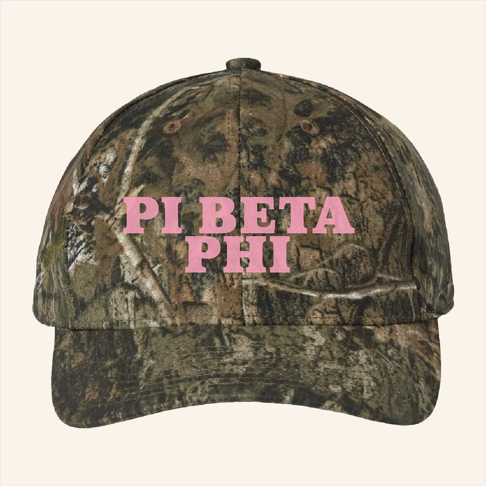ADPI Merch Pi Beta Phi Pink Embroidered Camo Hat Best Gifts For Daughter Gifts For Besties-1
