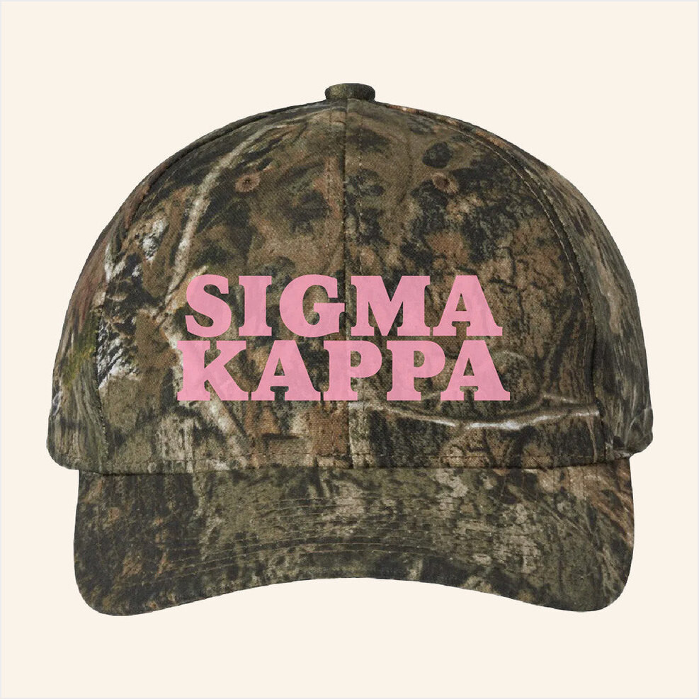 ADPI Merch Sigma Kappa Pink Embroidered Camo Hat Best Gifts For Sister Gifts For Friends-1