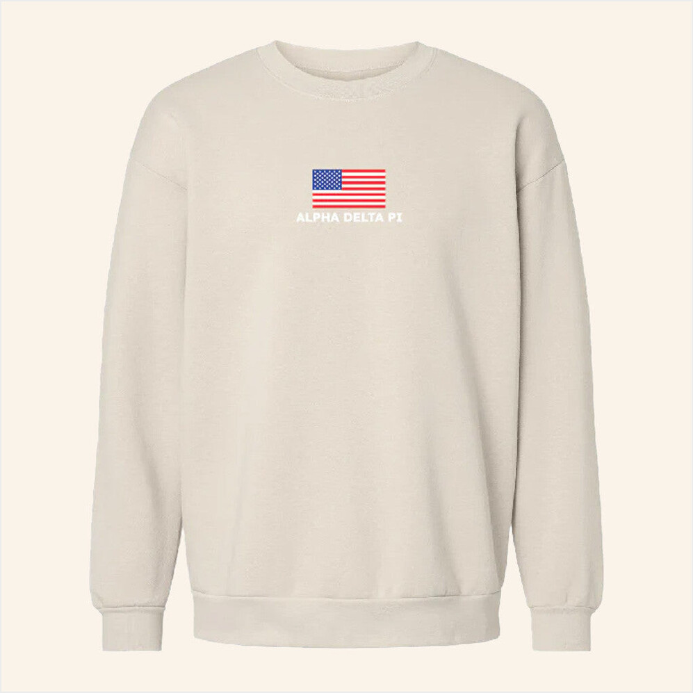ADPI Merch USA Flag Alpha Delta Pi Crewneck Sweatshirt Birthday Gifts For Friends Gifts For Him-1