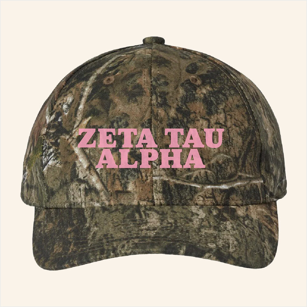 ADPI Merch Zeta Tau Alpha Pink Embroidered Camo Hat Gift Ideas For Sister Gifts For Friends-1