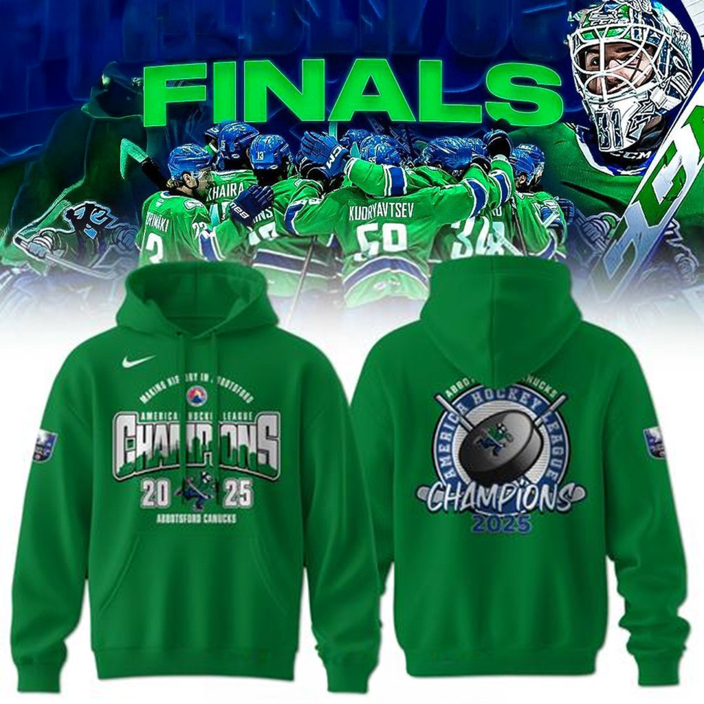 Abbotsford Canucks 2025 AHL Champions Green Hoodie Abbotsford Canucks Merch Fans Gifts-1