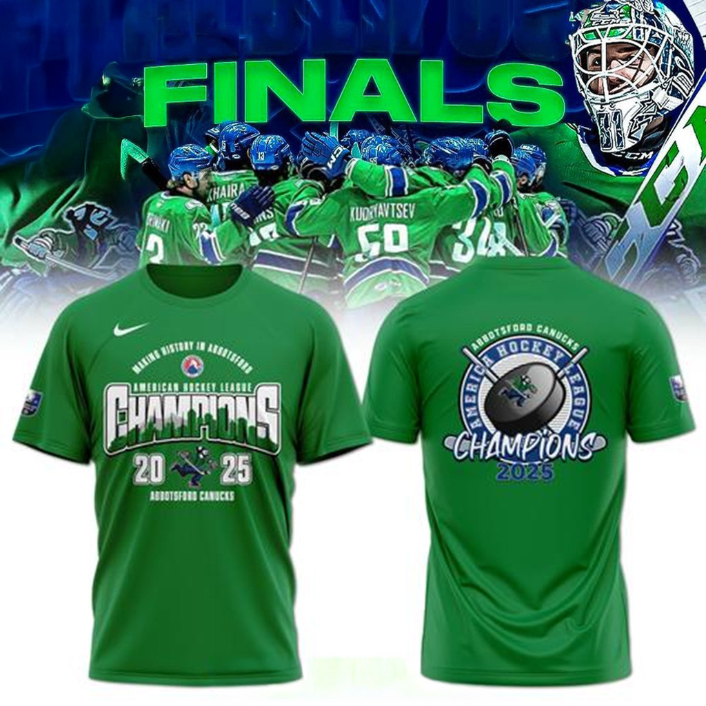 Abbotsford Canucks 2025 AHL Champions Green T-Shirt Abbotsford Canucks Merch Fans Gifts-1