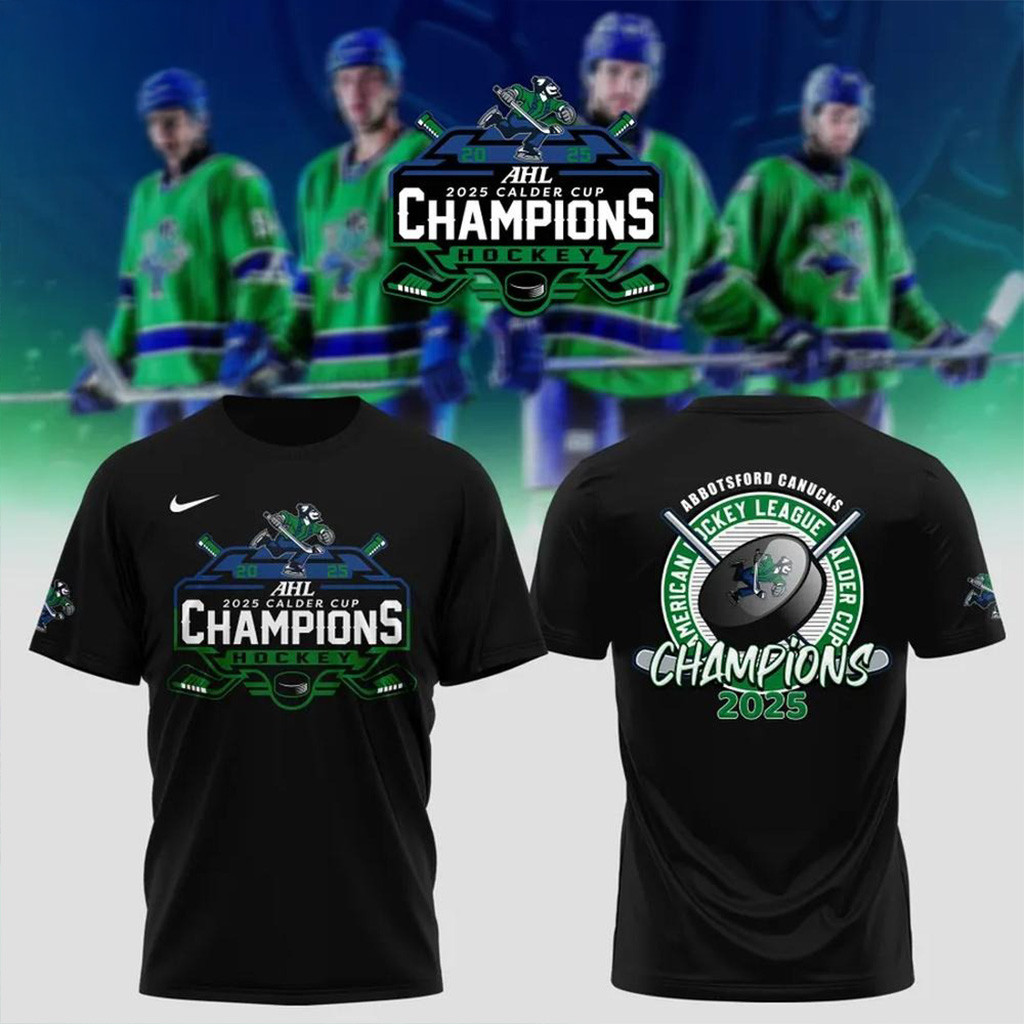 Abbotsford Canucks 2025 Calder Cup Champions Locker Room T-Shirt Abbotsford Canucks Merch-1