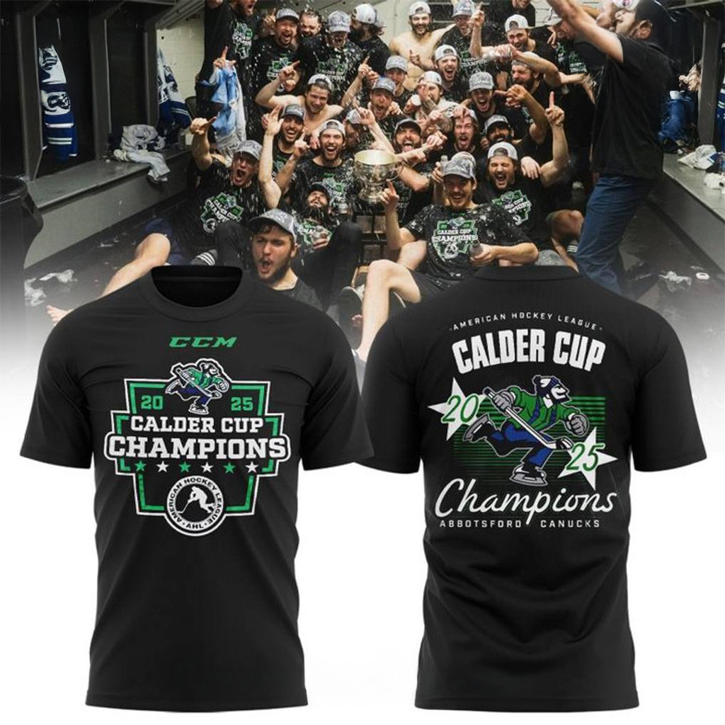 Abbotsford Canucks 2025 Calder Cup Champions Special Black T-Shirt Canucks Merch For Fans-1