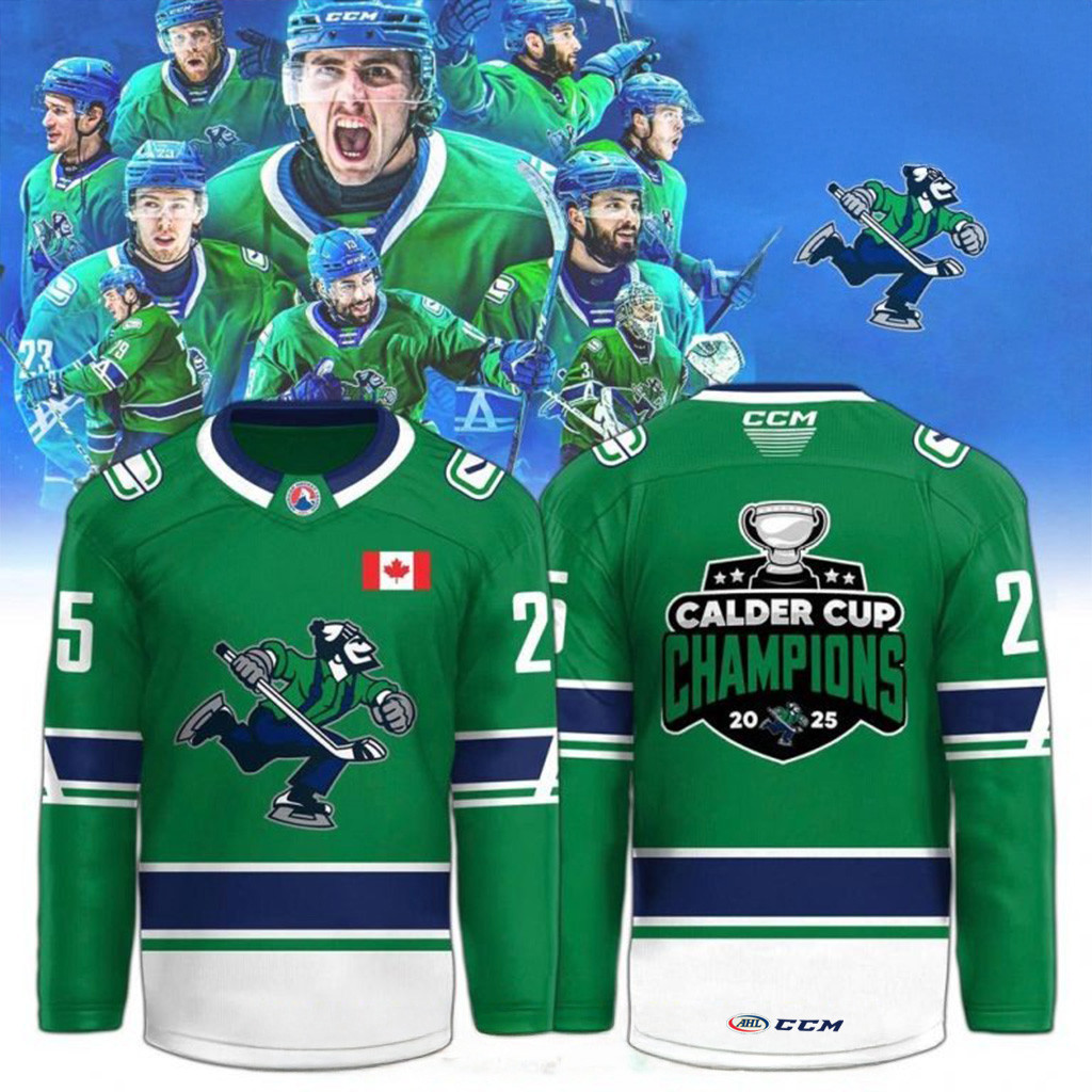 Abbotsford Canucks AHL Champions Cup 2025 Limited Hockey Jersey Abbotsford Canucks Merch-1