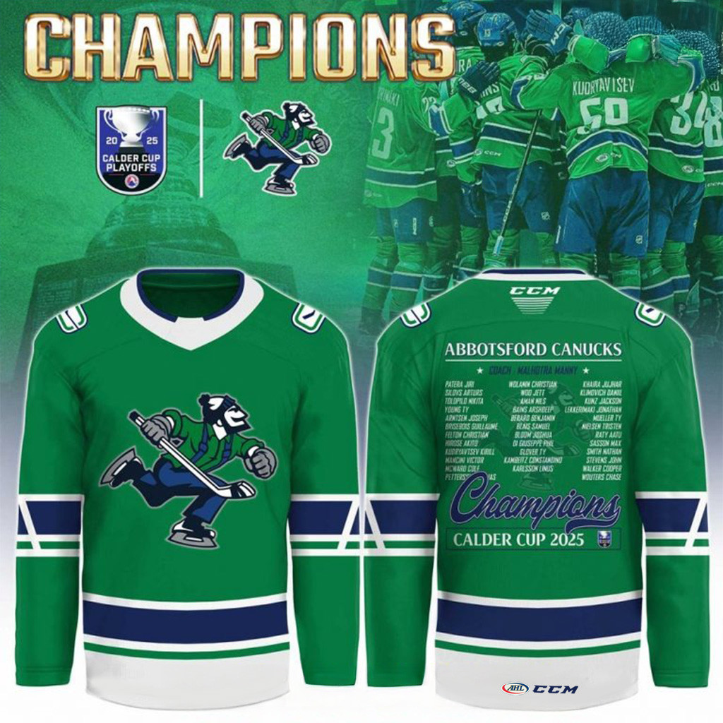 Abbotsford Canucks Champions Calder Cup 2025 Playoffs Hockey Jersey Abbotsford Canucks Merch-1