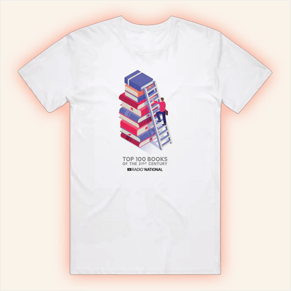 Abc Merch Top 100 Books Ladder White T-Shirt Gifts For Her Birthday Gifts For Best Friend-1