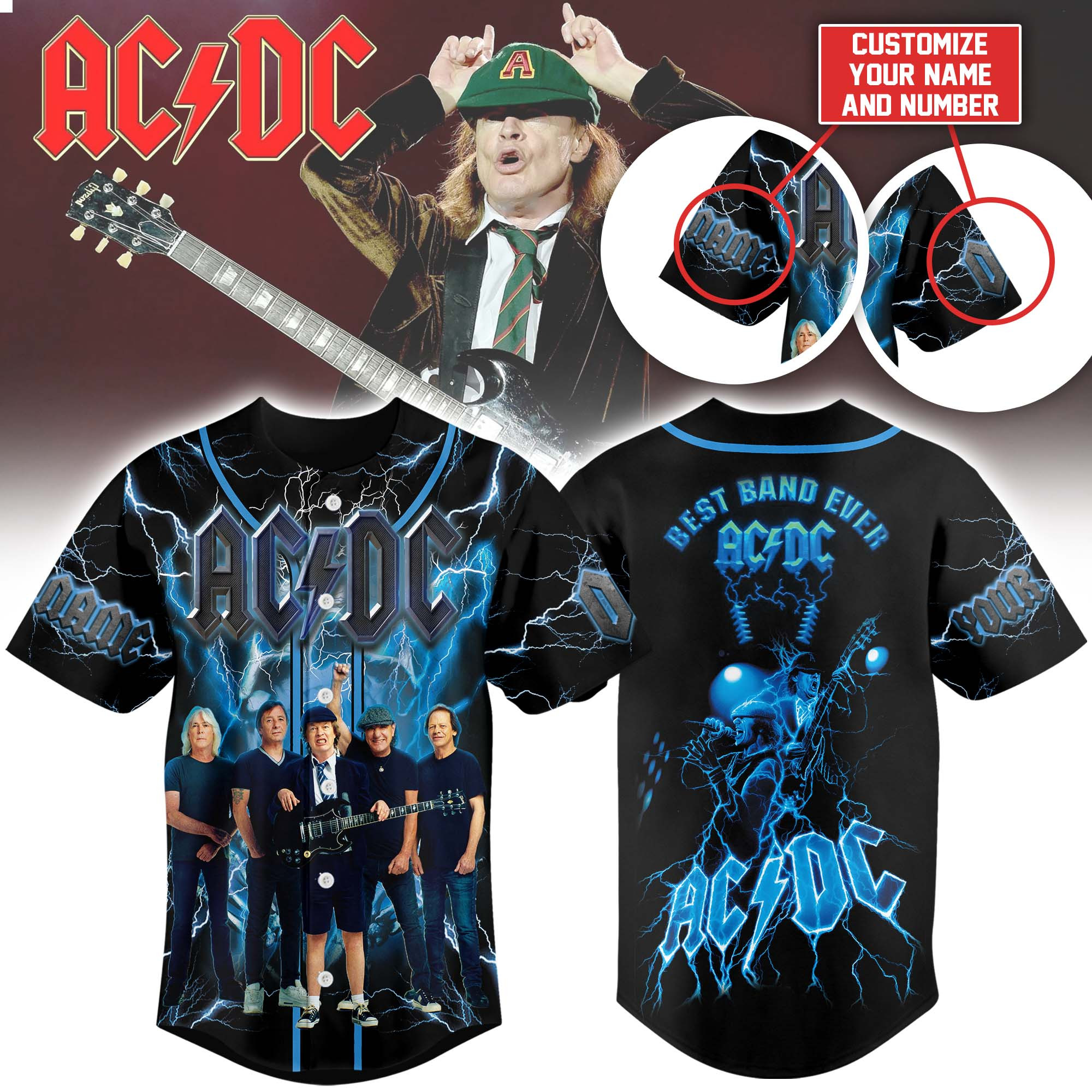 Acdc Music Personalized Baseball Jersey For Fans-1