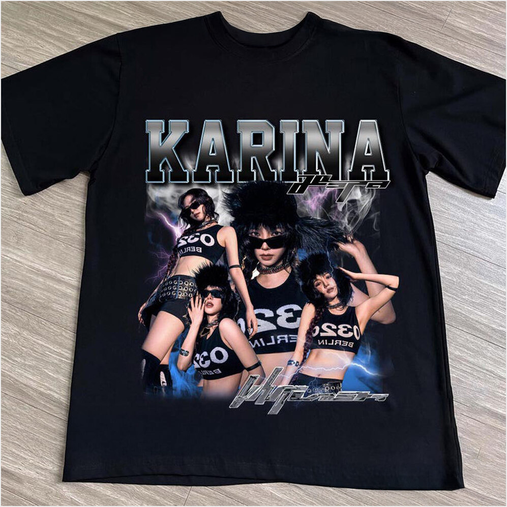 Aespa Karina Style Bootleg Shirt Aespa Whiplash Shirt AESPA Synk Parallel Line Tour T-Shirt-1