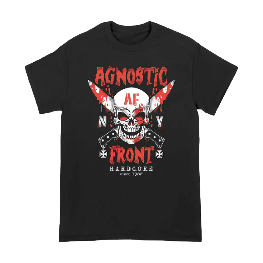 Agnostic Front Crossed Knife Skull T-Shirt Allin Merch Gifts For Dad-1
