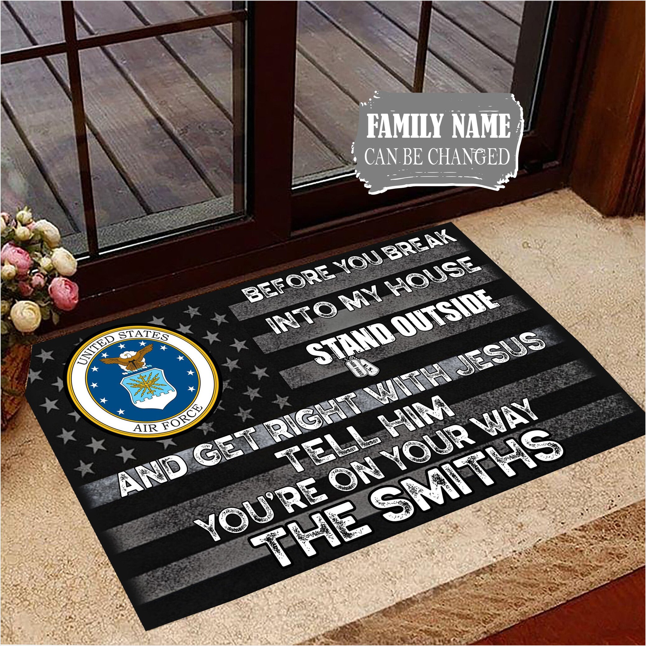 Air Force Before You Break Into My House Doormat Cool Sayings USAF Air Force Retirement Gifts-1