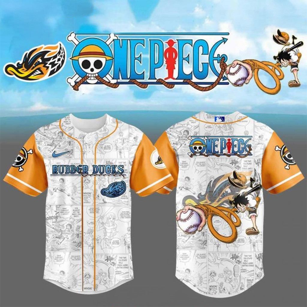 Akron RubberDucks x One Piece Night Game 2025 Baseball Jersey RubberDucks Merch Husband Gifts-1