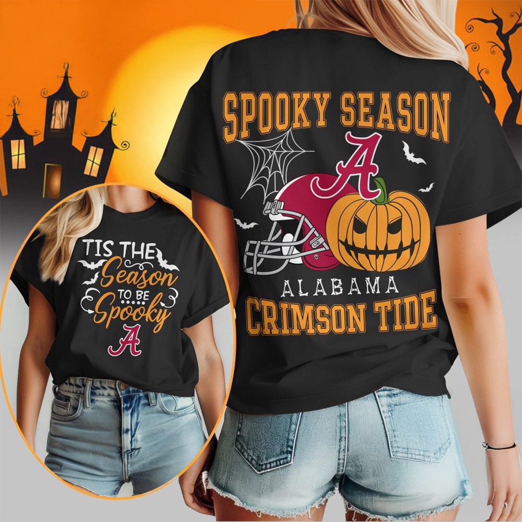 Alabama Crimson Tide 2025 NCAA Halloween Spooky Season Vintage T-Shirt Fan Merch Wife Gifts-1