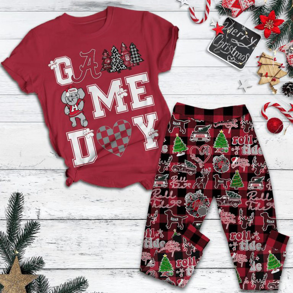 Alabama Crimson Tide Gameday In Christmas Pajamas Set Gifts For Football Fan-1