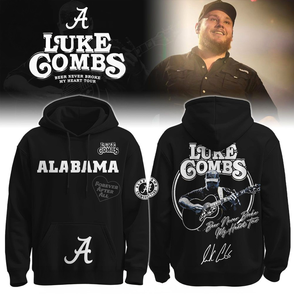 Alabama Crimson Tide x Luke Combs Beer Never Broke My Heart Tour 2025 Hoodie Dad Christmas Gifts-1