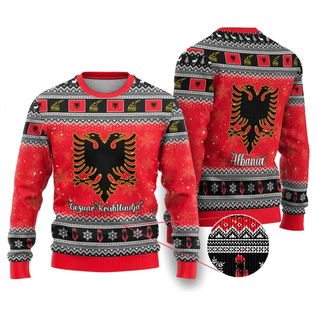 Albanian Eagle Gezuar Krishtlindja Ugly Christmas Sweater Christmas Gifts For Him-1