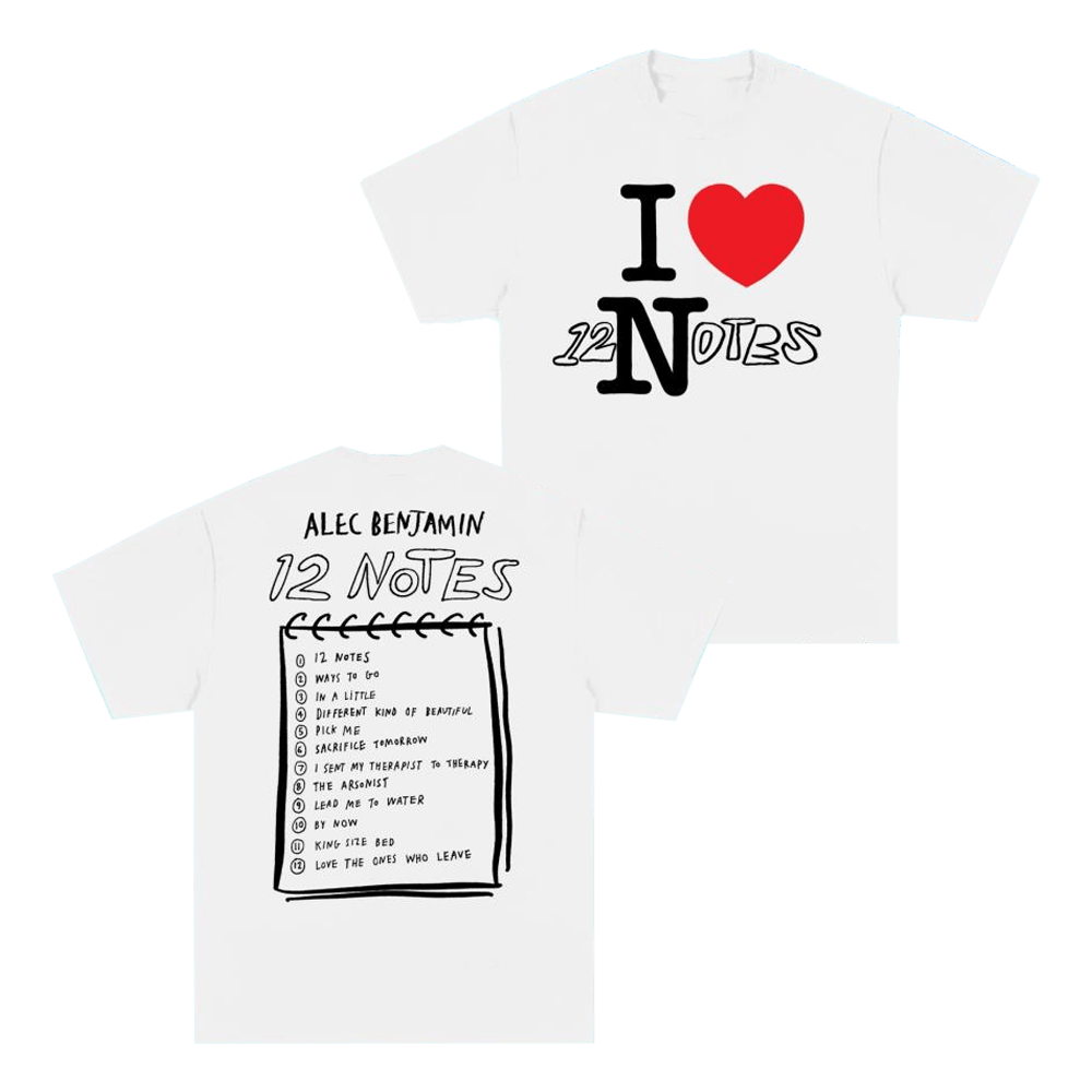 Alec Benjamin Merch 12 Notes White T-Shirt Father's Day Gifts Music Lover-1