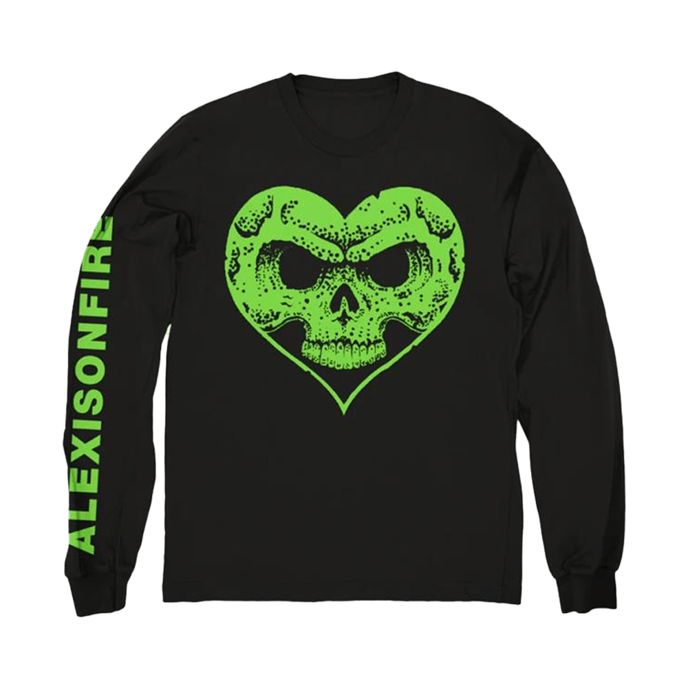 Alexisonfire Merch Green Heart Skull Long Sleeve Shirt Gifts For Band Fans-1 Alexisonfire Merch Green Heart Skull Long Sleeve Shirt Gifts For Band Fans-1