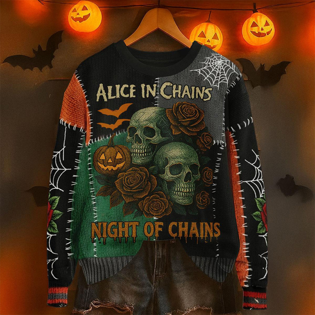 Alice In Chains Night Of Chains Halloween Ugly Sweater Alice In Chains Merch Gifts For Fans-1