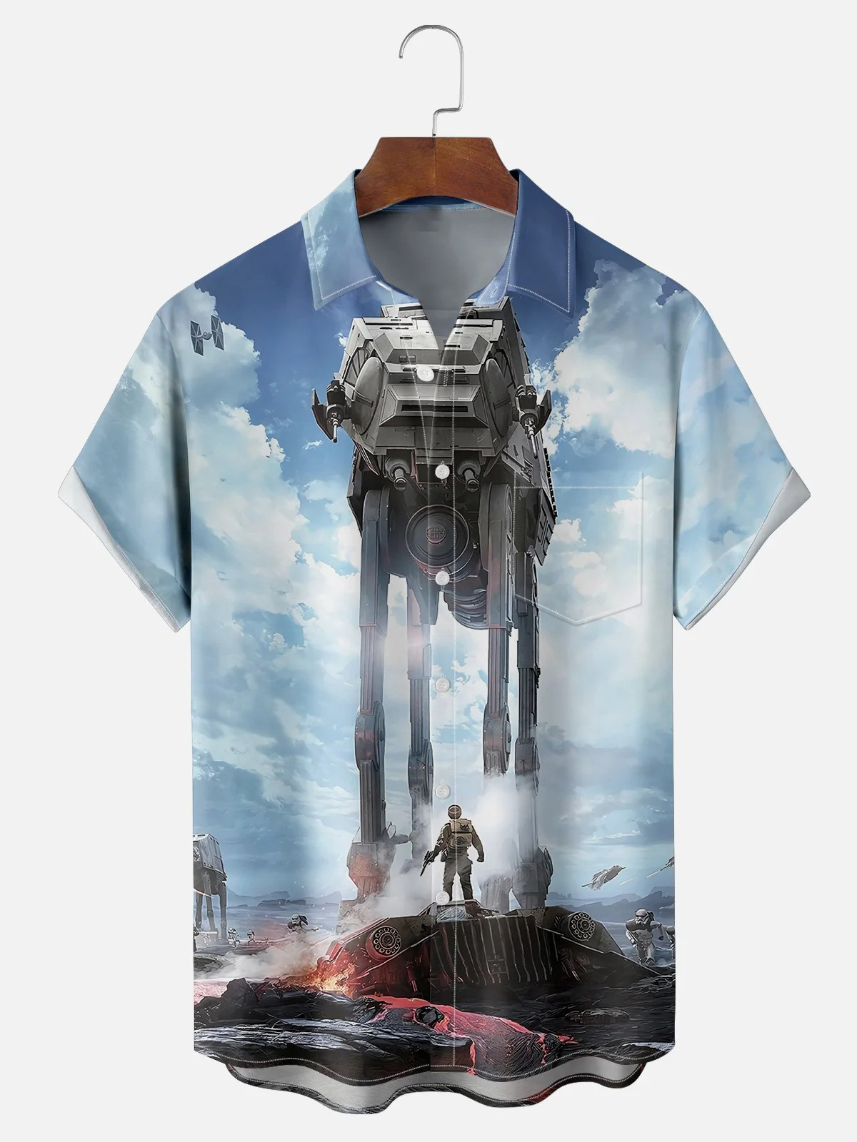 Alien Technology Art Star Chest Pocket Casual Shirt-1