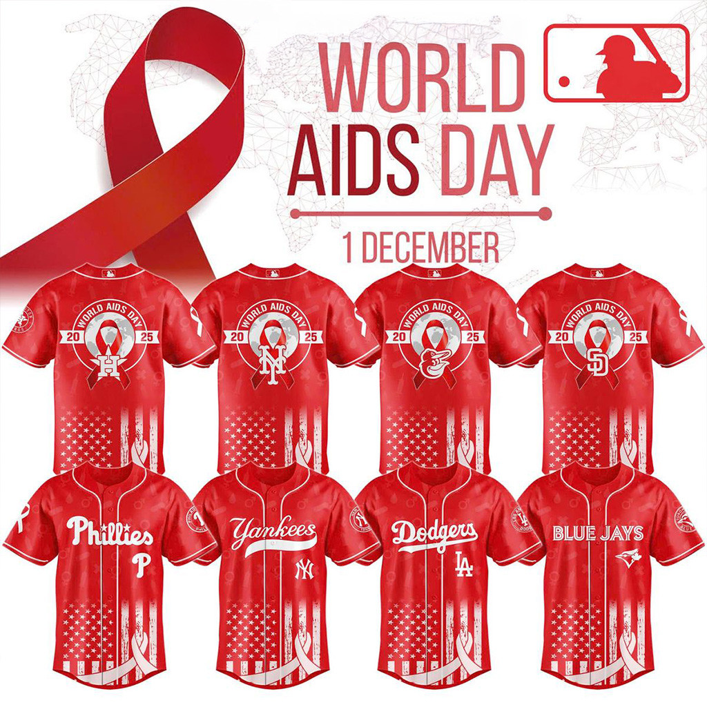 All Team LB X World Aids Day 2025 Jersey MLB Merch Presents For Baseball Fans-1