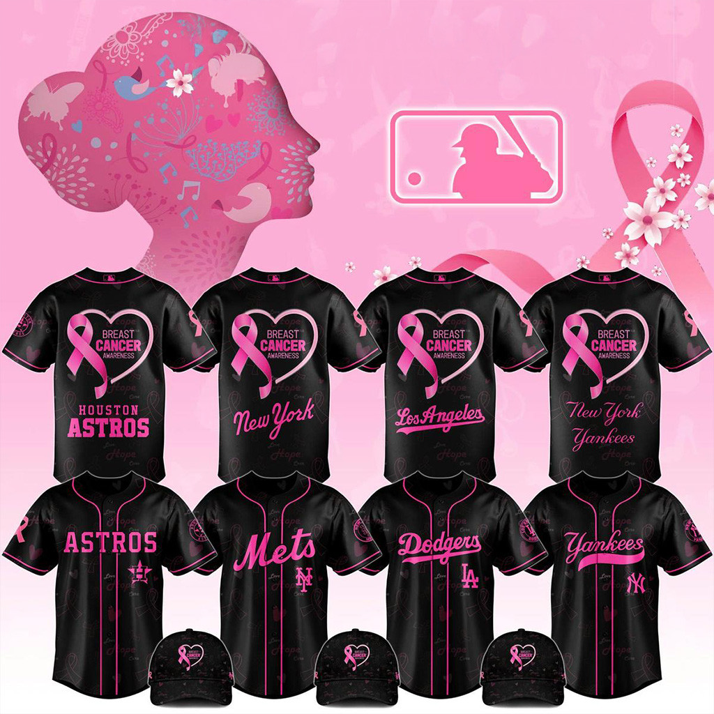 All Team MLB X Breast Cancer Awareness Month 2025 Black Jersey MLB Merch Baseball Gift Ideas-1