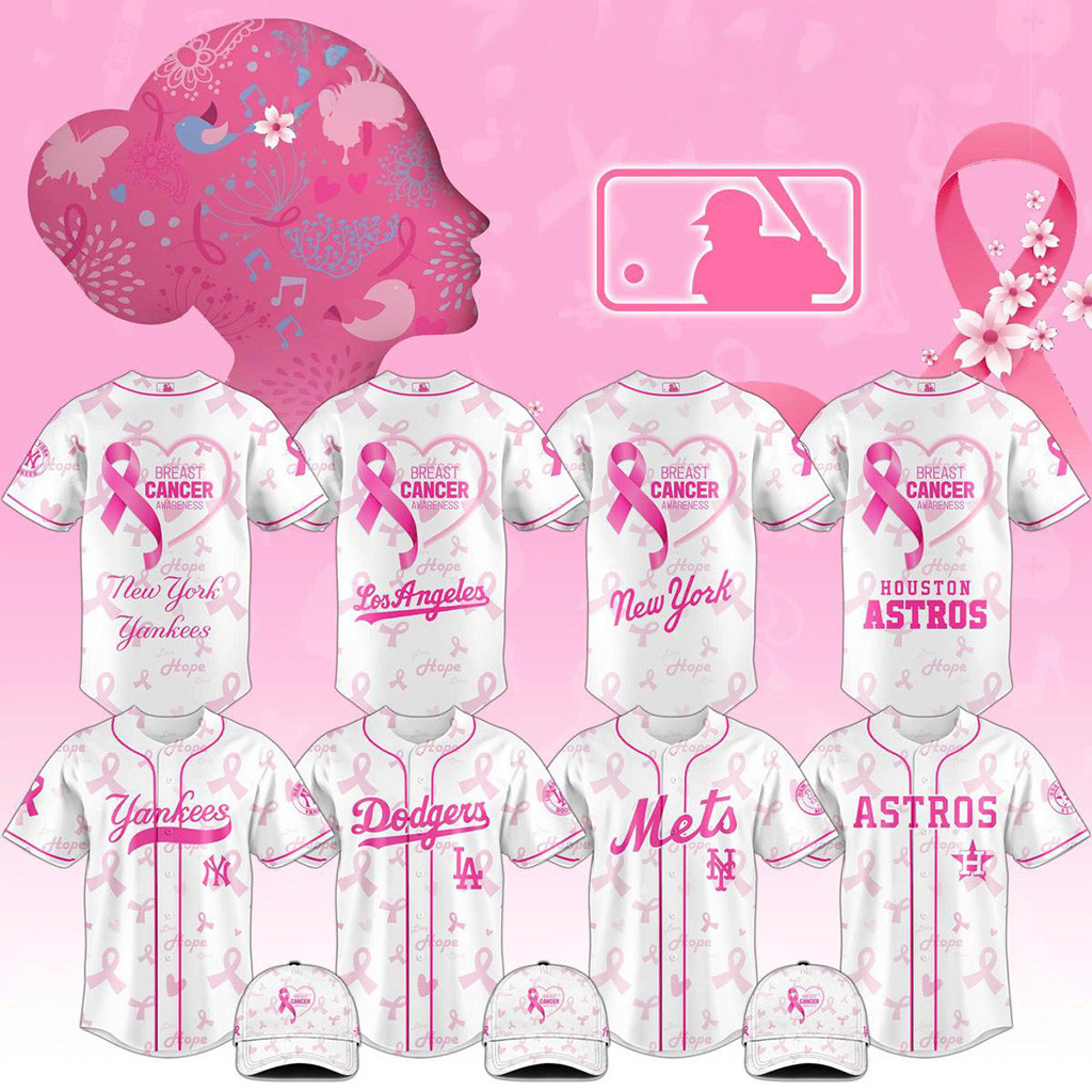 All Team MLB X Breast Cancer Awareness Month 2025 White Jersey MLB Merch Gifts For Her-1