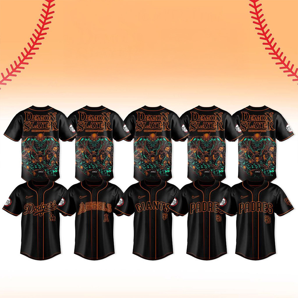 All Team MLB X Demon Slayer Kimetsu No Yaiba Jersey MLB Merch Cool Baseball Gifts-1