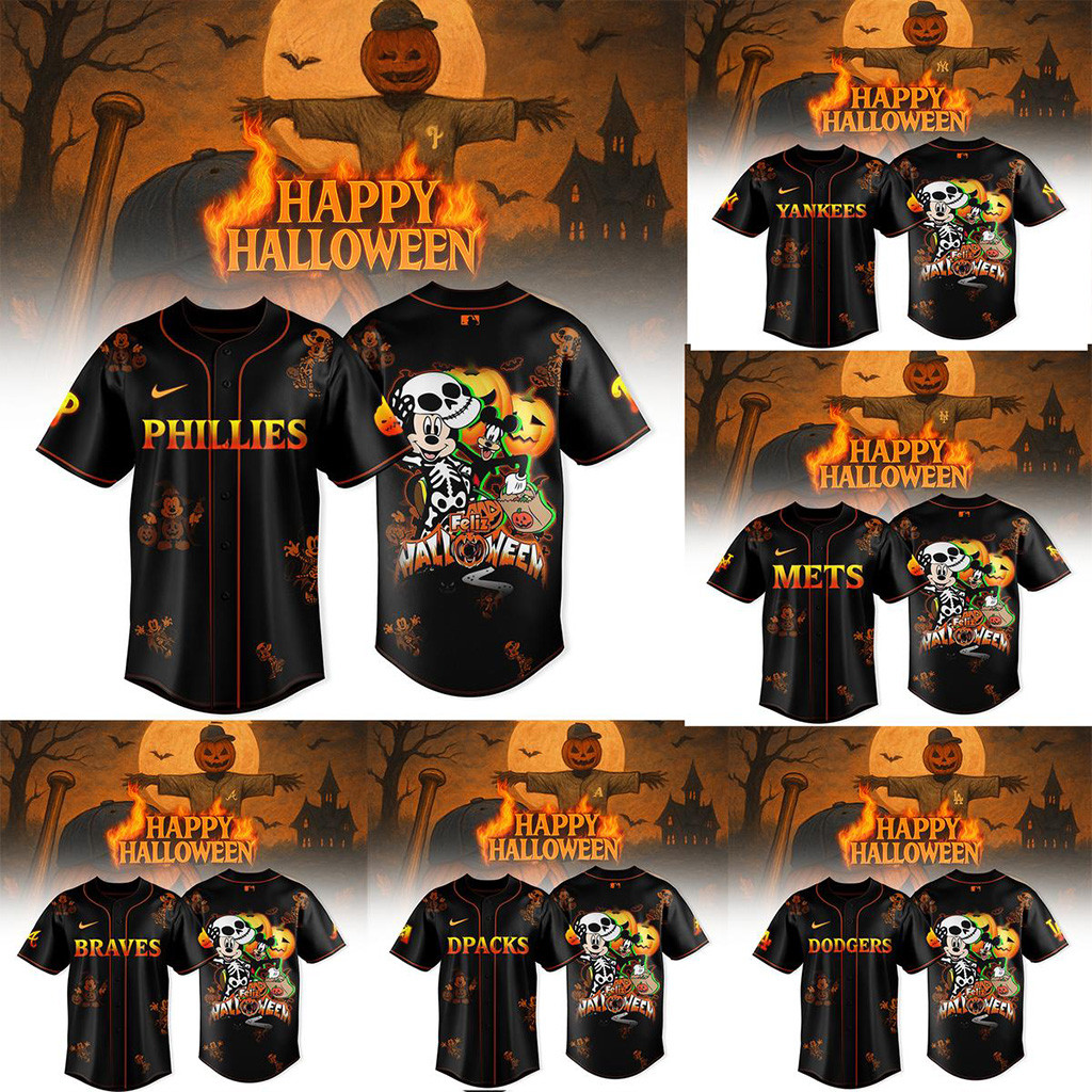 All Team MLB X Disney Happy Halloween Party 2025 Jersey MLB Merch Gifts For Baseball Fans-1