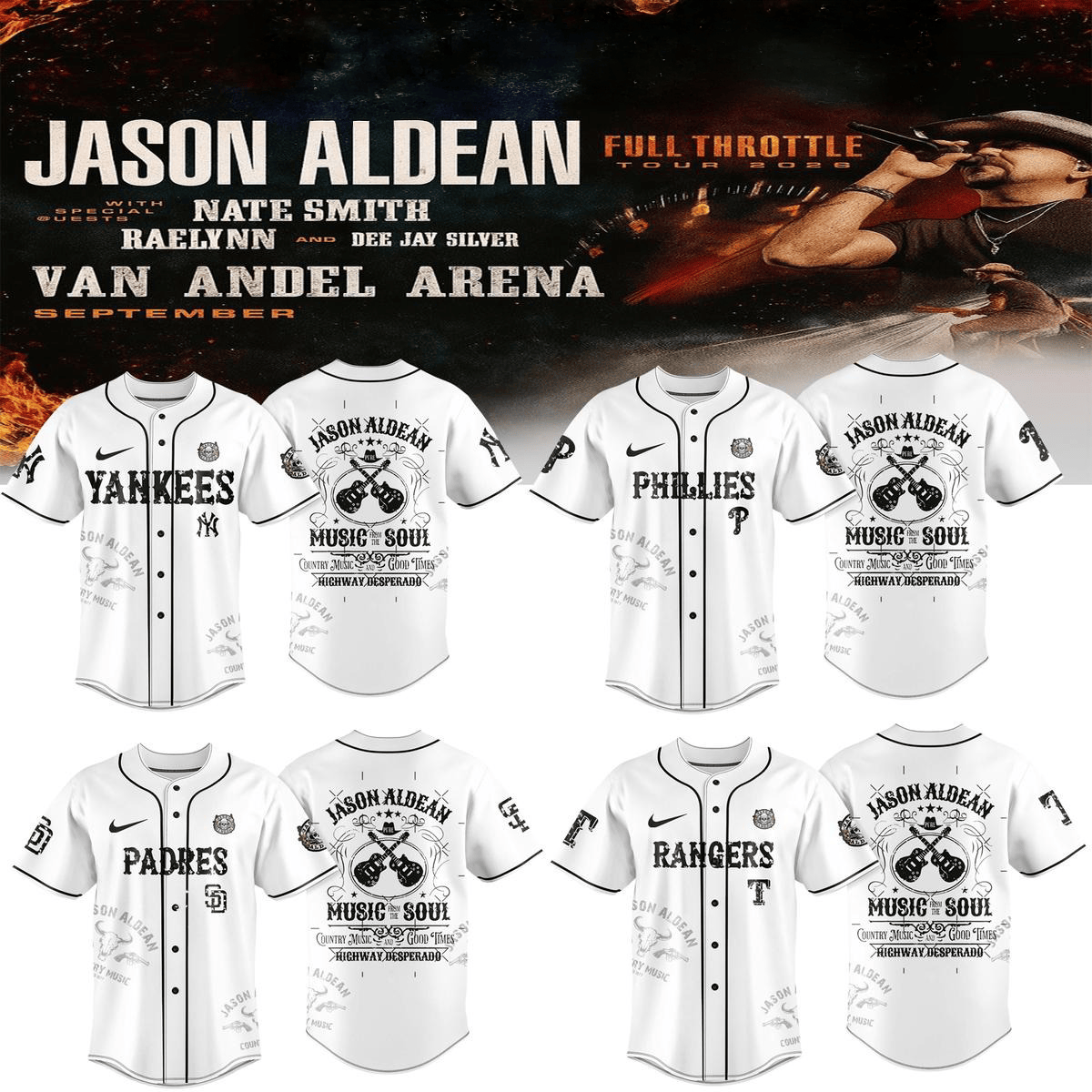 All Team MLB X Jason Aldean Tour 2025 White Baseball Jersey MLB Merch Gifts For Fans-1