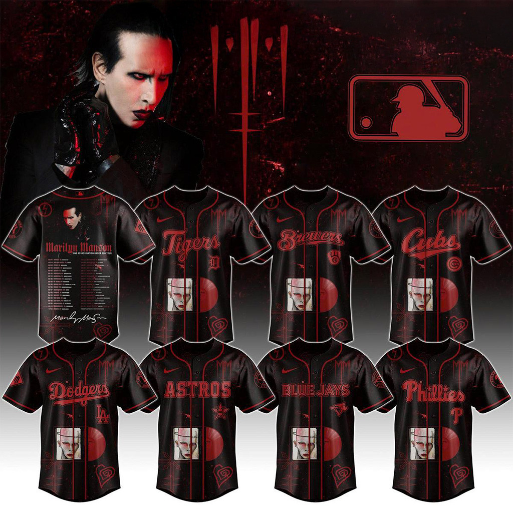 All Team MLB X Marilyn Manson Tour 2025 Jersey MLB Merch Gifts For Baseball Fans-1
