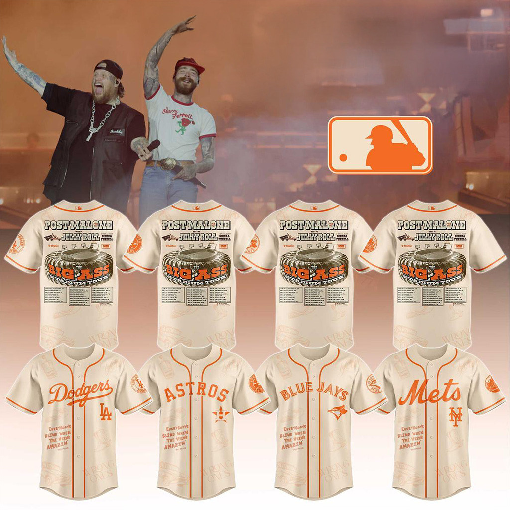 All Team MLB X Post Malone The Big Ass World Tour 2025 Jersey MLB Merch Gifts For Fans-1