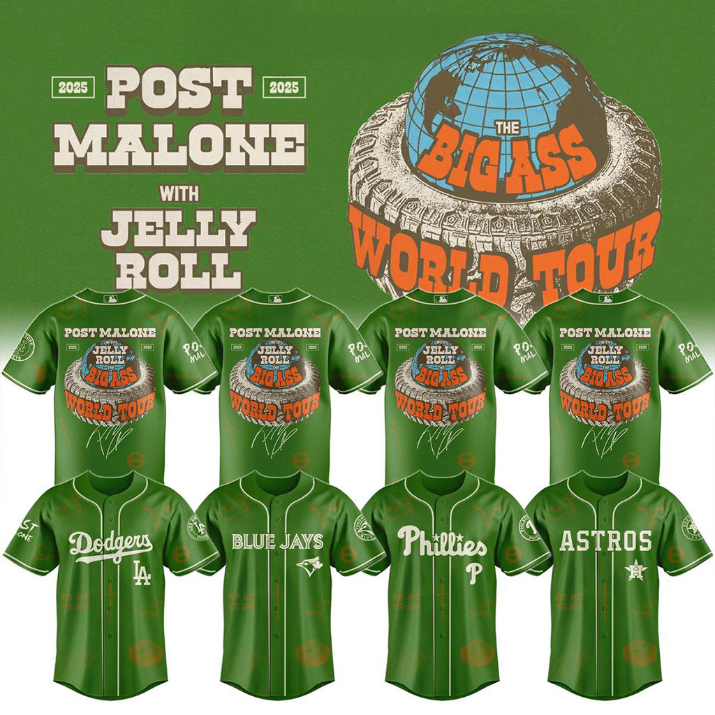 All Team MLB X Post Malone With Jelly Roll World Tour 2025 Jersey MLB Merch Fans Gifts-1