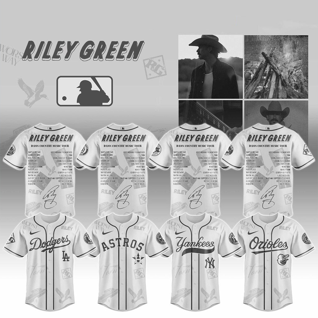 All Team MLB X Riley Green Damn Country Music Tour 2025 Jersey MLB Merch Cool Baseball Gifts-1
