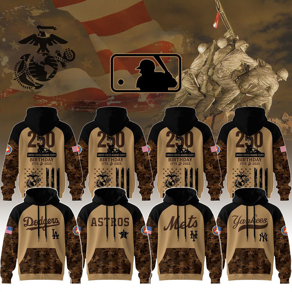 All Team MLB X Us Marine Corps 250Th Birthday 2025 Hoodie MLB Merch Cool Baseball Gifts-1