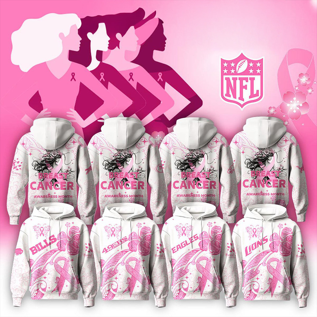 All Team NFL X Breast Cancer Awareness Month 2025 Hoodie NFL Merch Gifts For Fans-1