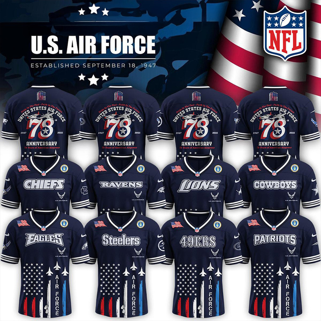 All Team NFL X The Us Air Force 78Th Birthday 2025 Jersey NFL Merch Gifts For Football Fan-1